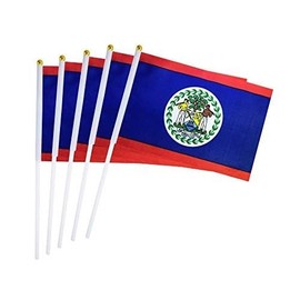 5 Pack Belize Belizeans Mini HandHeld Stick Flag,Suitable For Various Holiday Parties,And National Flag Day.