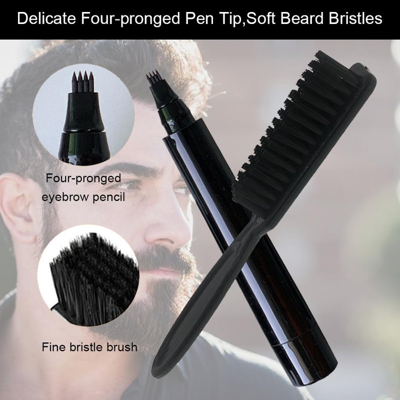 Bartfüllerstift,2pcs Bartstift für Männer,Bartstift Schwarz,Wasserfester Bartstift,Beard Filler Pencil,Wasserfester Bartstift für