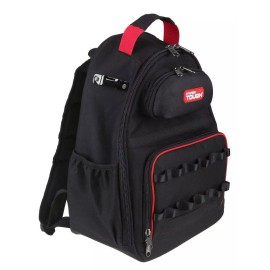 Black Tool Backpack with Pockets and Loops, Portable Tool Storage w/Base Support