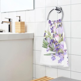 ALAZA - Juego de 2 toallas de mano de lavanda camelia morada y acuarela para baño, 100% algodón, toallas de baño decorativas de lujo, altamente absorbentes, 16 x 28 pulgadas