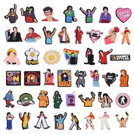 46PCS Harry Singer Shoe Charms, Harry House Shoe Pins Accessories for Clog Bubble Slides, Harry Singer Birthday Gift Party Supplies Kid Boy Girl Women Men