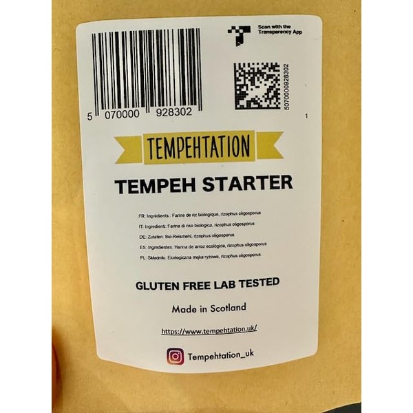 Tempeh Starter Culture, 70g, Makes 35kg of Tempeh, Made in