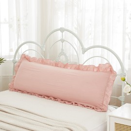 Pink Body Pillow Cover 20x54inches Long Pillowcase Ruffled Pillowcases Shabby Chic Ruffled Fringe Decor Body Ruffled Pillow Sham Cute Pillowcase (1 Body, Pink)