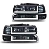 CNNELL LED Headlights Assembly Compatible with Chevy Silverado 1999-2002/ Suburban