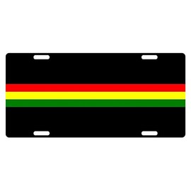 RASTA Flag Colors Custom License Plate Rastafarian Emblem Line Version
