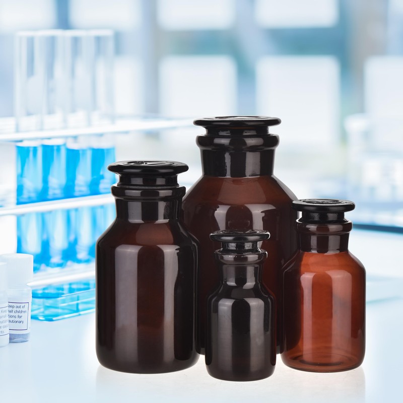 Kestun Glass Bottle,Lab Wide Mouth Reagent Bottle,Amber Glass Reagent Bottle,500ml