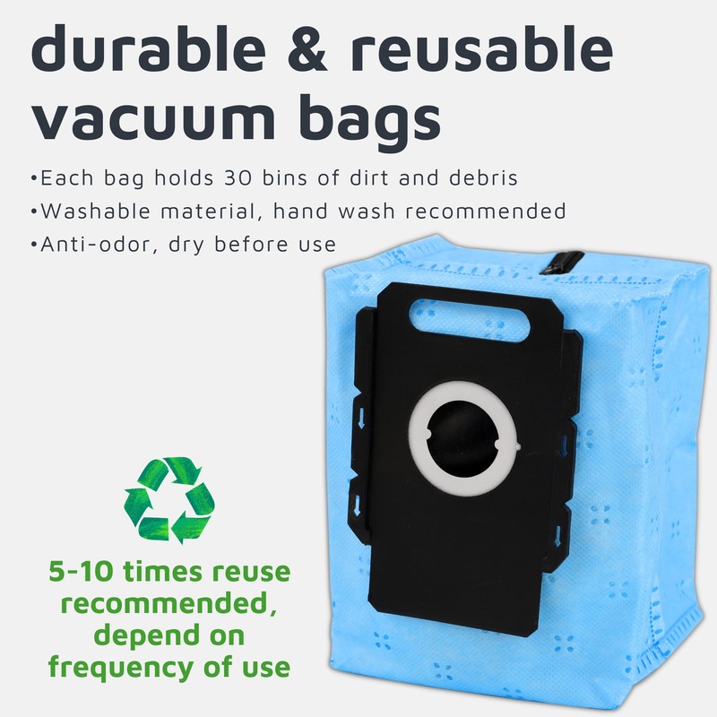 Frescares 4 Pack Reusable Vacuum Cleaner Bags for Roomba,Compatible with
