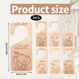 7Pcs Baby Wardrobe Dividers for Baby Clothes Wood Baby Closet Dividers Baby Clothes Dividers Original Design Newborn to 24 Month Baby Wardrobe Organiser Nursery Decor Baby Clothes Organizers (Animal)