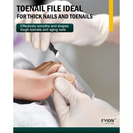 FVION 2 PCS Metal Long Nail File for Thick Nails – Stainless Steel Toenail File, Durable and Efficient Nail Files for Natural Nails and Pedicure