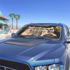 Renewold Labrador Retriever Animal Driving Automotive Windshield Sunshades 2pcs Sun Shade for Car Front Window Car Accessories for Most Sedan SUV Truck Vehicles Sun Visor Protector Block Heat Sunlight