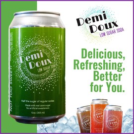 Demi Doux Low Sugar Soda - Soft Drink Made with Real Cane Sugar and No Artificial Sweeteners - Ginger Ale, 12 Cans (12 oz)