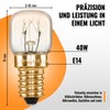 POPPSTAR Backofenlampe E14 40W hitzebeständig bis 300 Grad (2700K warmweiß,
