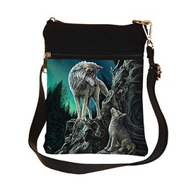 Small Guidance Wolf and Pup Shoulder Bag by Lisa Parker