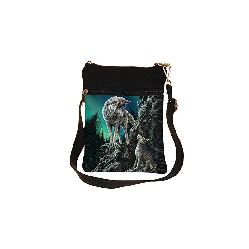 Small Guidance Wolf and Pup Shoulder Bag by Lisa Parker