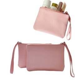 2 Pack Small Makeup Bag for Purse Organizer Pouches Preppy Pink Stadium Approved 4.5 x 6.5 Clutch Stadium Purse Zipper Pouch Cute Mini Cosmetic Bags for Women Coin Wristlet Travel Make up Bags