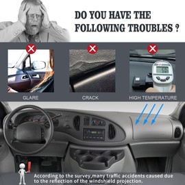 puxhig Dashboard Cover Custom Fit for Ford Econoline E150 E250 E350 E450 Cargo Van 1997-2008,Dash Cover Mat Pad Carpet Protector (Dark Gray)