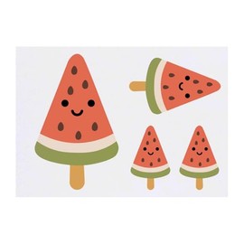 4 x 'Water Melon Ice cream' Temporary Tattoos - Water Resistant, Skin-Safe, Non-Toxic Transfers, Mixed Sizes (TO00085770)