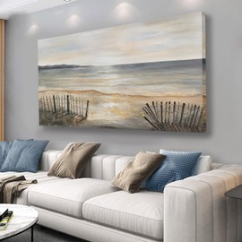 Yuaxker Ocean Large Wall Decor Grey and Gold Wall Art Modern Trendy Art Canvas Paintings Artwork for Living Room, Bedroom, Dining Room Office Decor 30x60 inch
