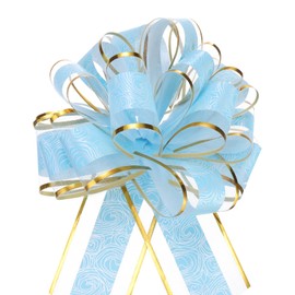 sourcing map 20pcs 6 Inch Large Pull Bow Gift Wrapping Bows Ribbon Organza Light Blue for Wedding Baskets Presents Christmas Valentine's Day Party