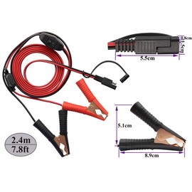 AAOTOKK Crocodile Clip Cable 16 AWG Wire Harness SAE to Battery Alligator Crocodile Clip12V DC Extension Cord with Switch and Fuse Box Quick Connect/Disconnect Snap Action Cable(2.4m/7.8ft -Fuse Box)