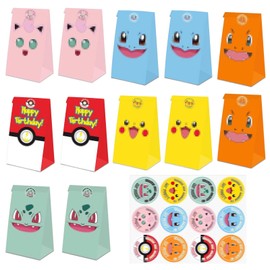 Freyauga Freyauga Papiertüten für Kindergeburtstag Mitgebsel, 12pcs Papier Geschenktüten Party Geschenktaschen mit Runden Aufklebern, Kleine Papiertaschen Kinder Geburtstagstüten Bunte Mini Süßigkeiten Tüten