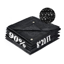 LOVE STORY 8x20FT 90% Black Garden Shade Cloth, Sun Shade Cover Net Mesh Tarp with Grommets, Sunblock Net for Garden,Greenhouse,Plants and Patio
