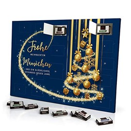 printplanet Adventskalender mit Namen Mamichen - gefüllt mit Schokoladen-Füllung - personalisiert mit Namens-Motiv Frohe Weihnachten - Blau - Schoko-Kalender, Weihnachtskalender