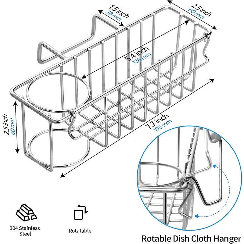 Kitchen Sponge Holder Stainless Steel Hanging Sink Caddy 3 in