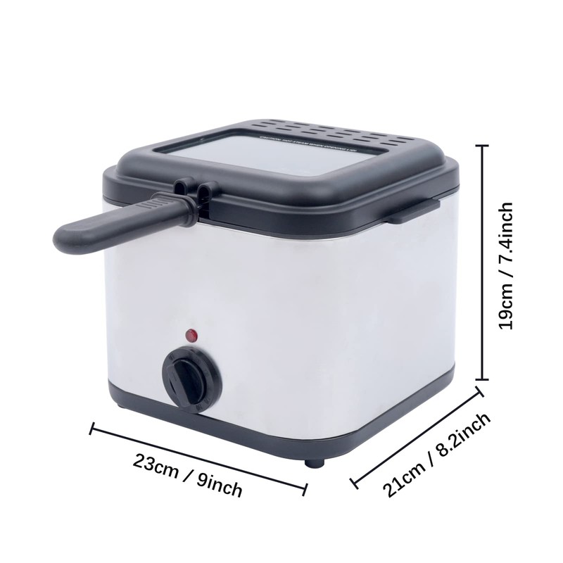 GXFCHYL 2.5 Liter Deep Fryer w/Basket Strainer,Stainless Steel Electric Fryer