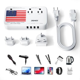 Upgraded 2200W 220V to 110V Converter for European Travel, Voltage Converter US to Europe for Hair Dryer Straightener Curling Iron, 2300W Power Adapter with USB for Laptop Tablet Camera Cell Phone