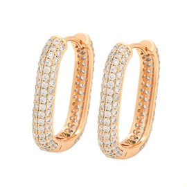 IMPERO JEWELRY Aretes Para Mujer Arracadas Chunky con Cristales Zirconia Brillantes Oro Laminado Pendientes Clasicos Para Regalo