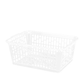 (Pack of 2) 9.7 Litre Clear Storage Baskets - 37cm x 26cm x 14cm Large Storage Boxes - Plastic Storage Basket Set for Storage Units, Cupboards, Homes and Offices - Shelf Storage Basket