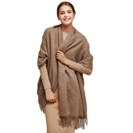 LaniLani 100% Merino Wool Scarf for Women, Warm and Oversized, Pashmina Cashmere feel, 78” x 28”, Winter Gift for Women, Stone