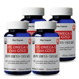 (Tonglife) 4 bottles of RTIG Omega 3 1300 Gold (60 tablets) / (통라이프)알티지 오메가3 1300 골드(60정) 4병