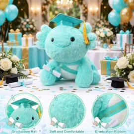 HyDren 2026 Graduation Gifts Plush Axolotl 10 Inch Stuffed Animal Signature for Class of 2026 Graduation Congratulations with Cap Plushies Certificate Axolotl Bear for Students Gifts(Green)