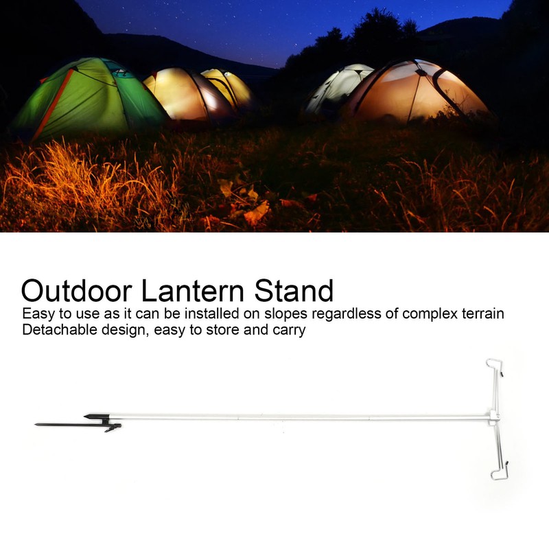Camping Lamp Pole Retractable Double Light Hooks Retro Style Metal