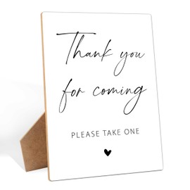 Thank You For Coming, Thank You Favors Sign 8×11 Inches Wooden Sign With Stand, Minimalist Gender Neutral Tabletop Decor for Baby Shower, Bridal Shower, Wedding Reception Party Favor Supplies-17