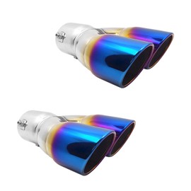 ZYHW 2Pcs Universal Dual Exhaust Tip - 2.4 inch Inlet, Adjustable for 1.5-2.5 inch OD Pipes, Curved Muffler Tip for Car Modification(Blue)