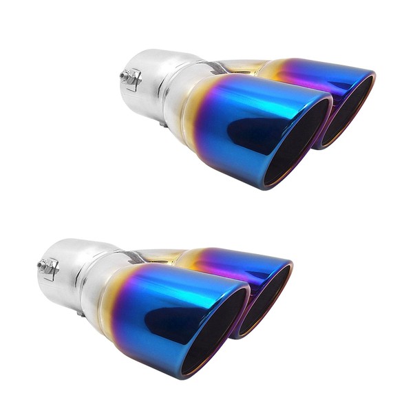 ZYHW 2Pcs Universal Dual Exhaust Tip - 2.4 inch Inlet,