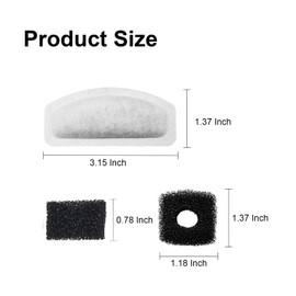 Cat Water Fountain Filter for 67Oz Satainless Steel Pet fountain, Dog Cat Fountain Filter Replacement with Pump Sponges (12filters&12sponges)