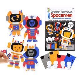 VKPI 4 Pieces EVA Foam Art Crafts Gift Kit, Creative Make Your Own Spacemen, Cartoon Foam Paper Craft Projects for Kids Ages 4+ Toddler, Preschool Learning Toy for Birthday Party Favor Supplies