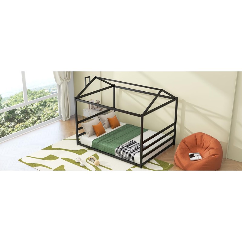 Harper & Bright Designs Metal House Shape Platform Bed Frame