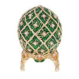 BestPysanky 1907 Rose Trellis Royal Russian Egg 3.25 Inches