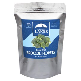 Thousand Lakes Freeze Dried Vegetables - Broccoli Florets - Bulk 5 ounces | 100% Florets - No Stems | No Salt Added