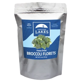 Thousand Lakes Freeze Dried Vegetables - Broccoli Florets - Bulk 5 ounces | 100% Florets - No Stems | No Salt Added