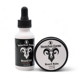 Stonefoot Farms Cedar & Sage Beard Oil and Balm Set - Natural Beard Growth Kit for Men, Conditioning Beard Oil and Balm with Argan & Jojoba Oils, 1 oz (Pack of 2)