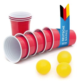 GOODS+GADGETS Party Cups; Reusable Beverage Cups Red Cups Drinking Cups 16 oz Plastic Party Cups Plastic Cups - Set Includes 3 Ping Pong Balls (50 Pieces red)
