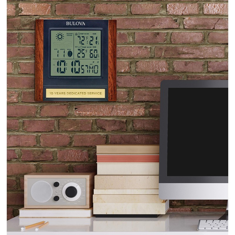 Bulova Forecaster Versatile Tabletop Clock, Brown & Black, B1708