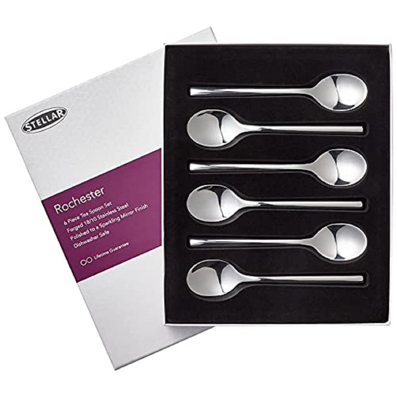 Stellar Rochester BL29 Set of 6 Stainless Steel Teaspoons in