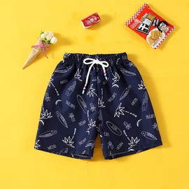 NautySaurs Boys Board Shorts Kids Swimming Shorts Hawaiian Cartoon Full Print Beach Shorts Swim Trunks, Skateboard - Navy